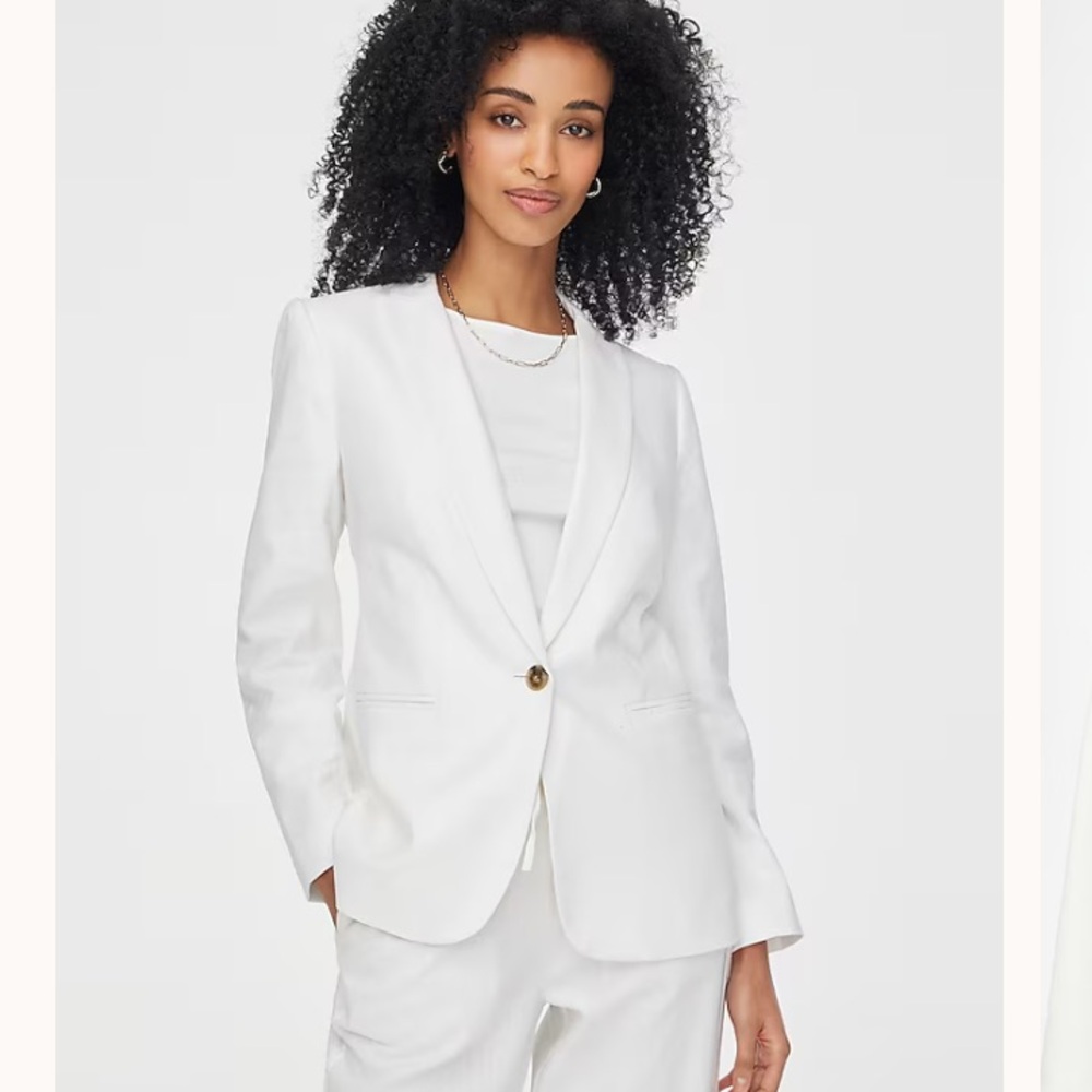 EUC J.Crew Factory Women's linen blend  white Blazer